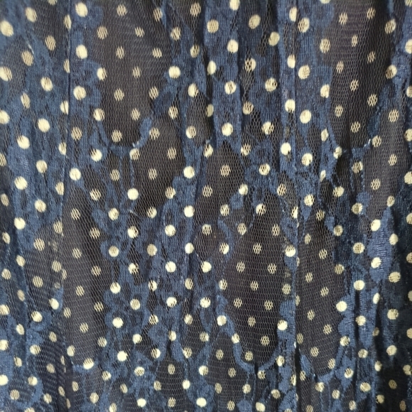 Vex Collection Polka Dot Ruffle Lace Midi Skirt Navy Blue Size EU 44 (US 12) - Picture 5 of 8